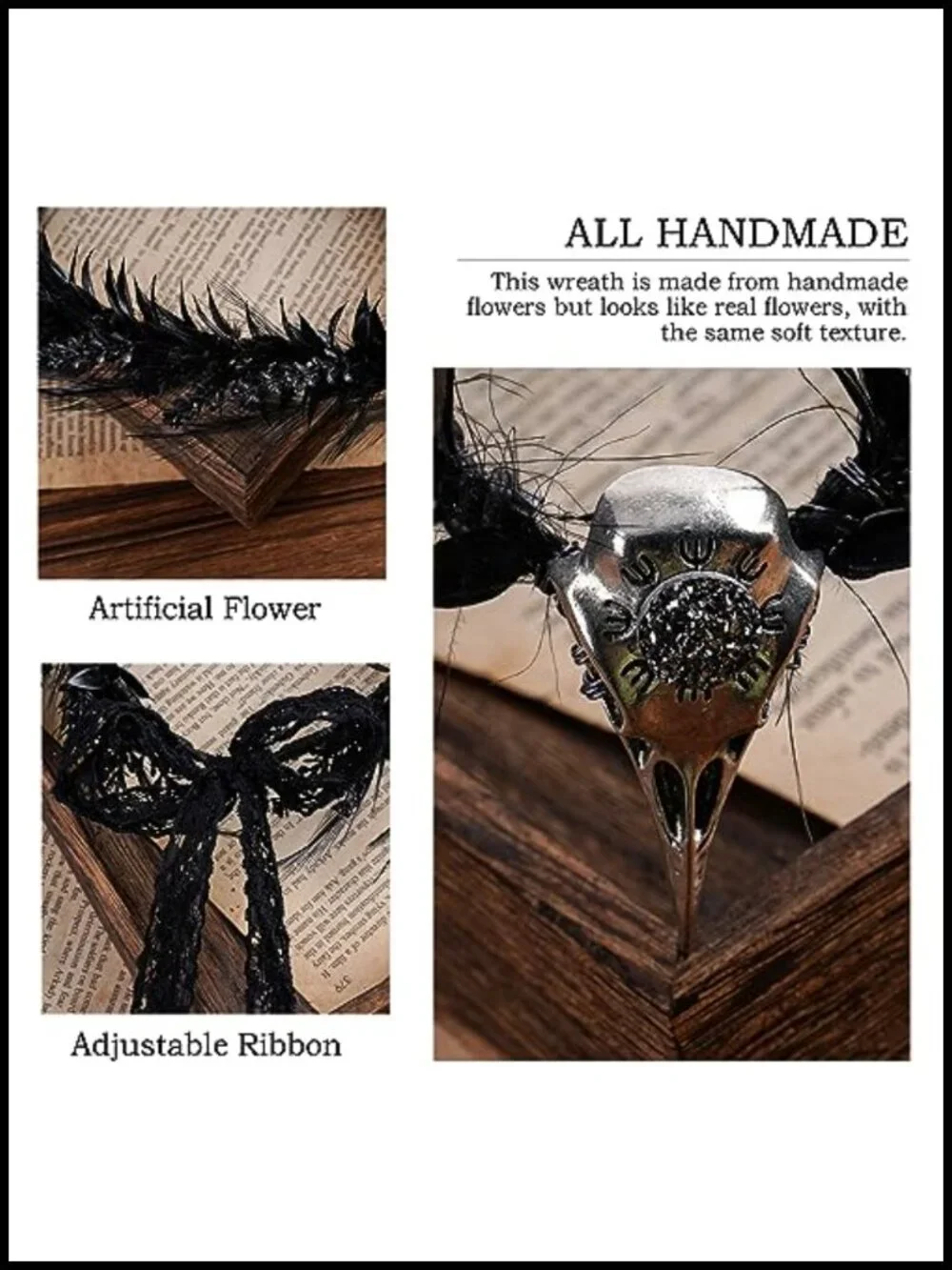 Gothic Feather Crown Witch Headpiece Elf Raven Headband Renaissance Halloween